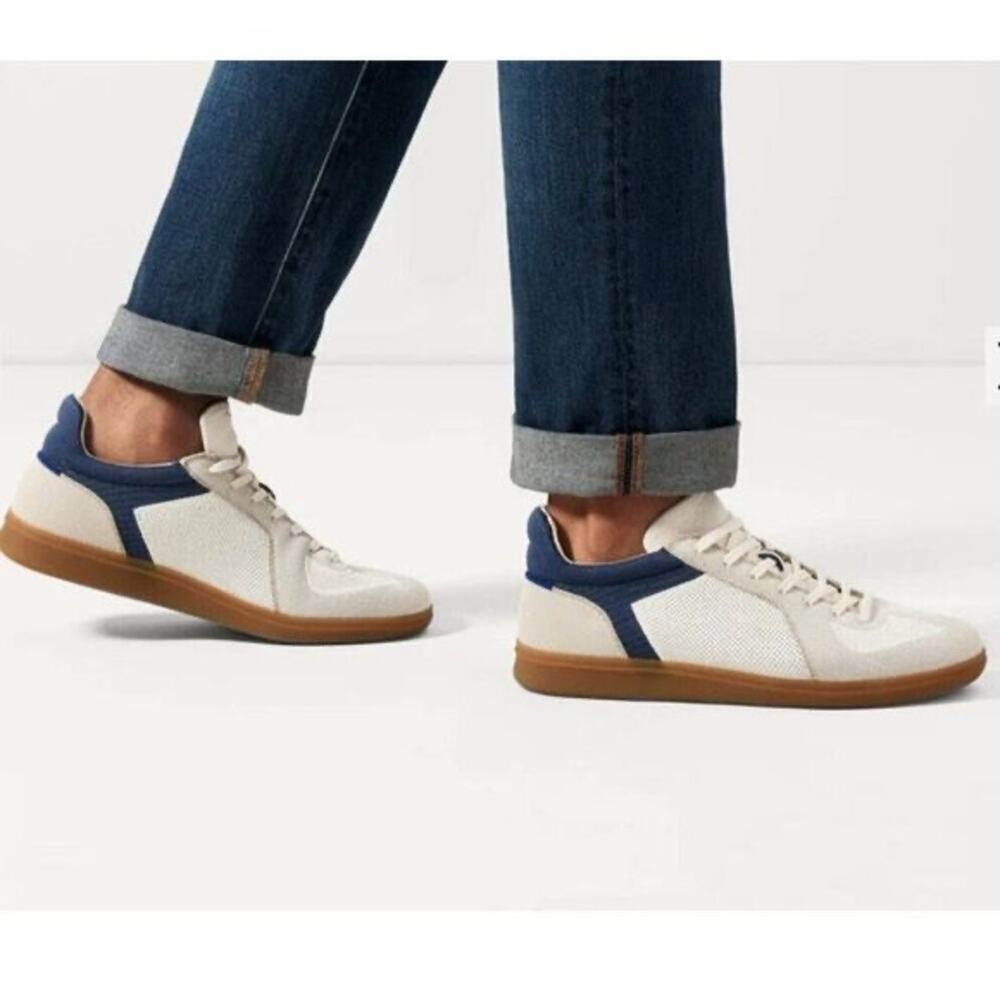 Rothy's White and Blue Athletic Shoes with Minimalist Design